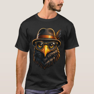 Hipster-Rabe mit Hut und Brille T-Shirt