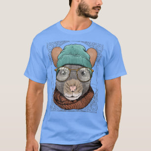 Hipster Rat With Glasses Mouse Rodent Lover  T-Shirt