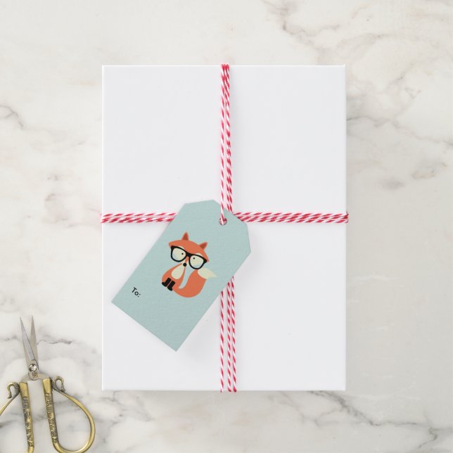 Hipster Red Fox Geschenkanhänger (Mit Garn)