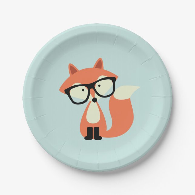 Hipster Red Fox Pappteller (Vorderseite)