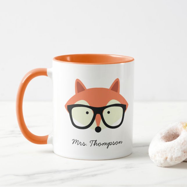 Hipster Red Fox Tasse (Mit Donut)