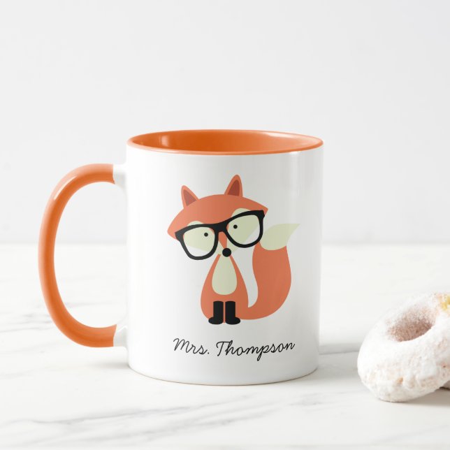 Hipster Red Fox Tasse (Mit Donut)