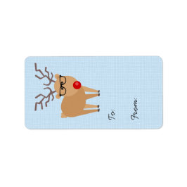 Hipster Reindeer Blue Weihnachtsgeschenk-Tag Adressaufkleber