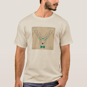 Hipster Reindeer Elk mit Gläsern grungelig Weihnac T-Shirt