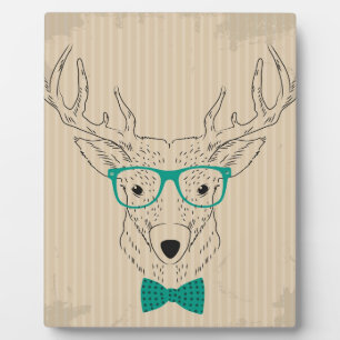 Hipster Reindeer Elk with glasses grungy Christmas Fotoplatte