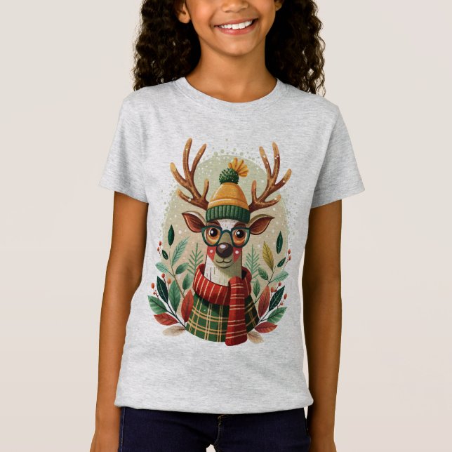 Hipster Reindeer T-Shirt (Vorderseite)