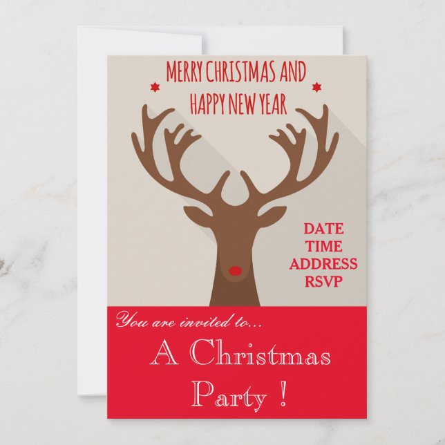 Hipster Rentiere Weihnachtsfeiertage Party Einladu Einladung (Vorderseite)