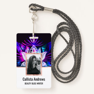 Hipster Retro Tech Aquamarine Lila Lotus Blume Lea Ausweis