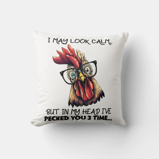 Hipster Rooster Funny Sprichwort Kissen (Vorderseite)