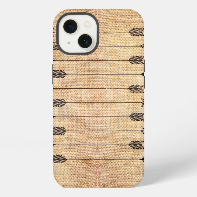 Hipster-rustikale Leinenpfeile iPhone Hülle (Rückseite)