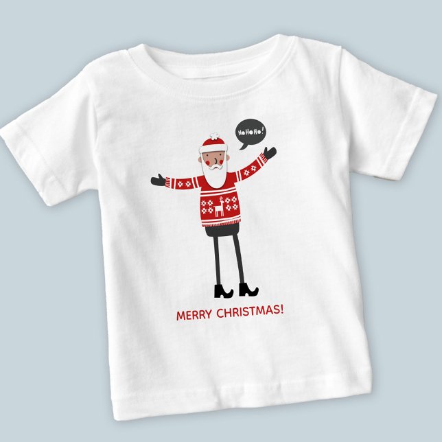 Hipster Santa Benutzerdefinierter Text Baby T-shirt (Hipster Santa in Skinny Jeans Christmas baby t-shirt)