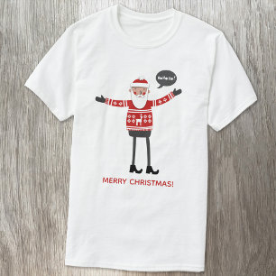 Hipster Santa Benutzerdefinierter Text T-Shirt