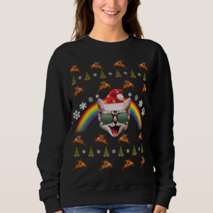 Hipster Santa Cat Weihnachten T-Shirt Funny Xmas K Sweatshirt