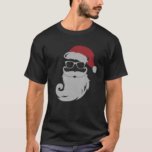 Hipster Santa Claus mit Sonnenbrille hässlich Weih T-Shirt (Vorderseite)