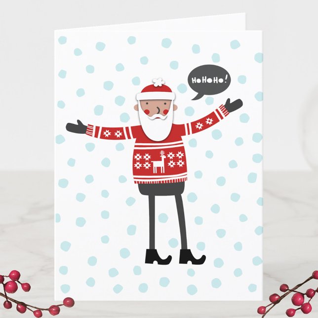 Hipster Santa Feiertagskarte (Hipster Santa in Skinny Jeans Christmas greetings card)