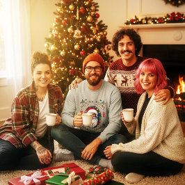 Hipster Santa Sleigh Rides Good Vibes Weihnachten Sweatshirt