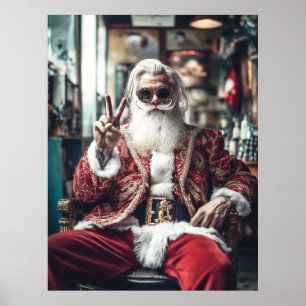 Hipster Santa Strike a Pose Poster