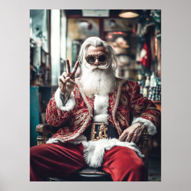 Hipster Santa Strike a Pose Poster (Vorne)