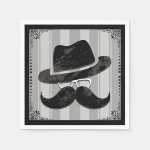 Hipster Schnurrbart Hut Brille Geburtstagsfeier Serviette