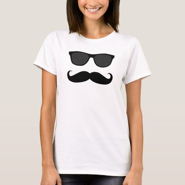 Hipster-Schnurrbart-Sonnenbrillen T-Shirt (Vorderseite)
