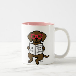 Hipster-Schokoladen-Labrador-Welpe Zweifarbige Tasse