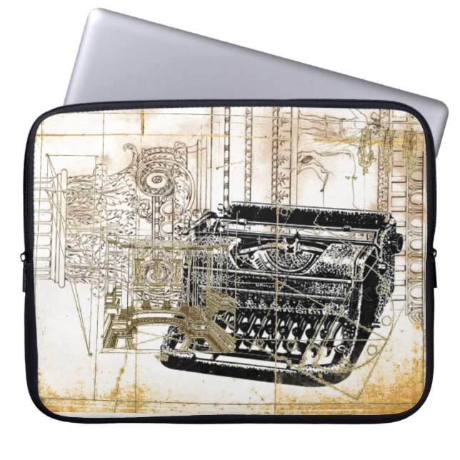 Hipster-Schriftsteller-Journalist-Steampunk-Schrei Laptopschutzhülle (Vorderseite)