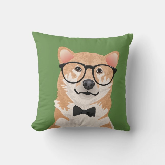 Hipster Shiba Inu Kissen (Vorderseite)