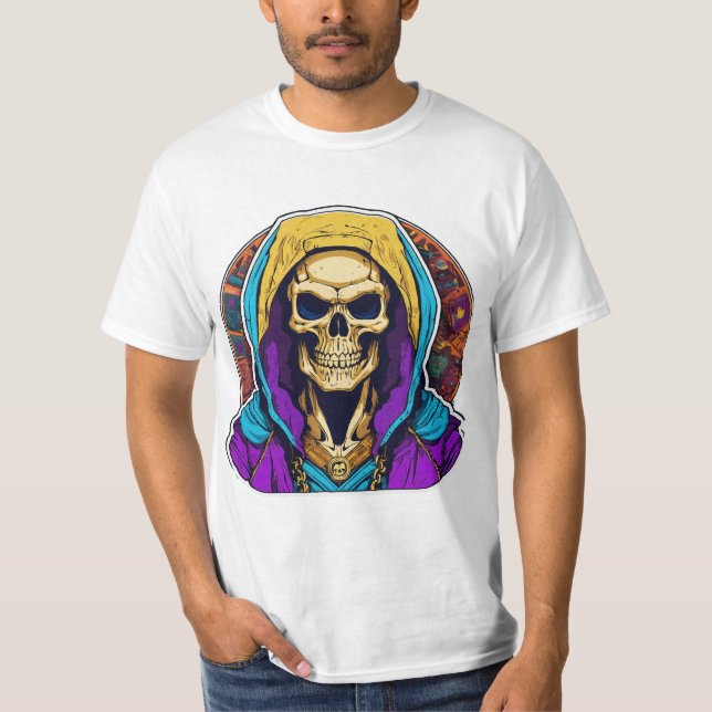 Hipster Skeletor Portrait T-Shirt (Vorderseite)