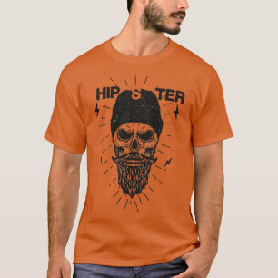 Hipster Skull Beanie und Bart T-Shirt