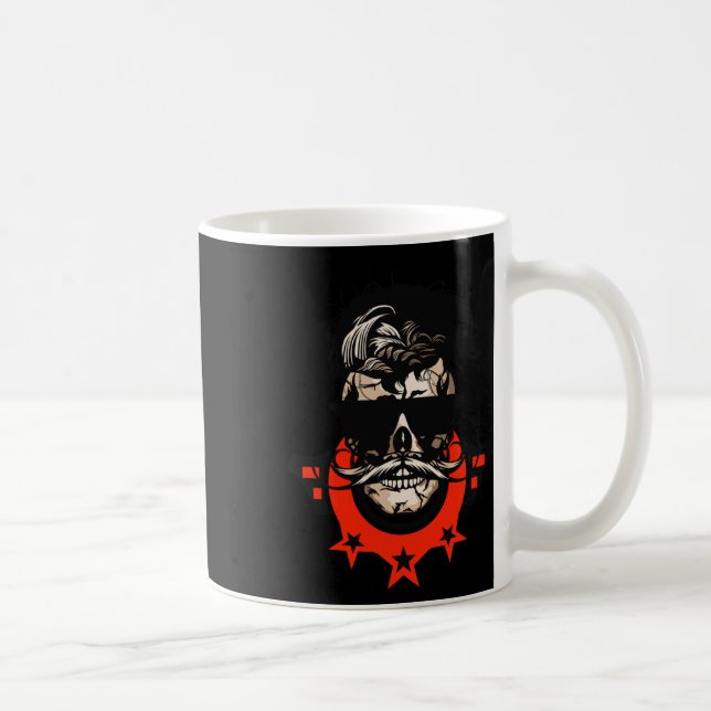 Hipster Skull Mustache Circle Logo Skull Sungles S Kaffeetasse (Rechts)