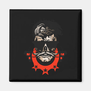Hipster Skull Mustache Circle Logo Skull Sungles S Magnet