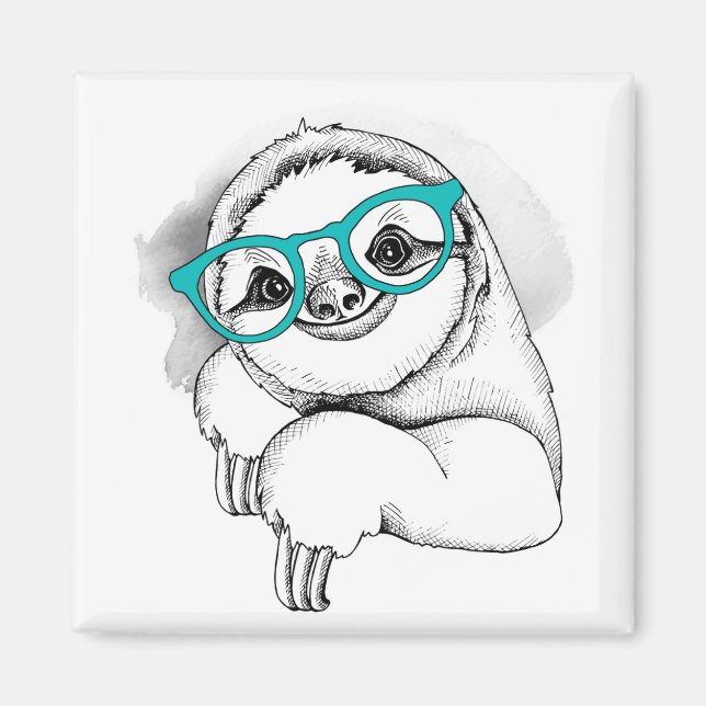 Hipster Sloth Magnet (Vorne)