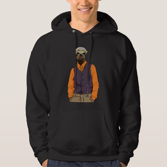 Hipster Sloth mit Brille Niedliche Slots Hoodie (Vorderseite)