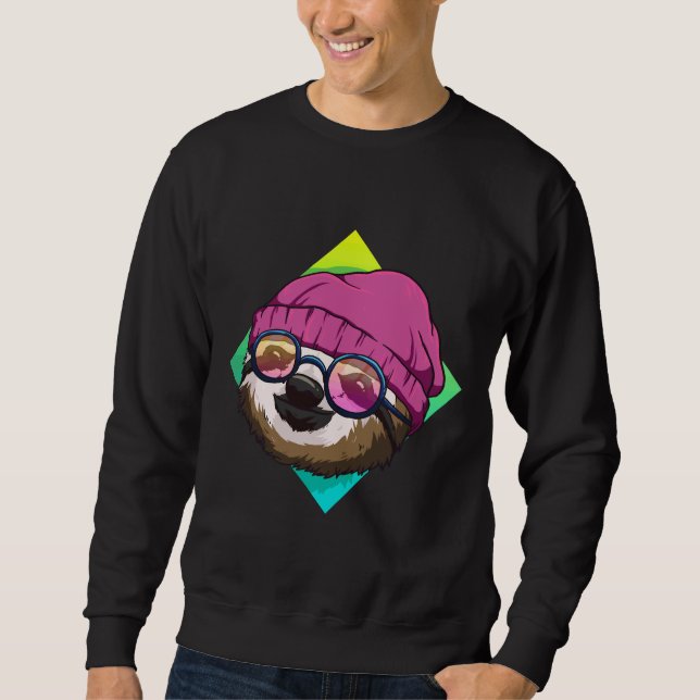 Hipster Sloth Niedlich Sloths Ideen Männer Frauen Sweatshirt (Vorderseite)