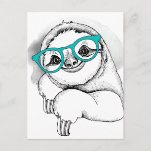 Hipster Sloth Postkarte