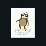 Hipster Sloth | Rollin' mit meinen langsamen Marme Leinwanddruck<br><div class="desc">Dieser Aquarelldruck zeichnet sich durch einen Skater-Schlamm aus, der mit seinen Marmeladen rollt | Bis Juni Erica Vess</div>