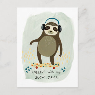 Hipster Sloth   Rollin' mit meinen langsamen Marme Postkarte