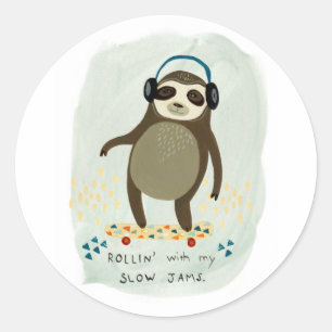 Hipster Sloth   Rollin' mit meinen langsamen Marme Runder Aufkleber