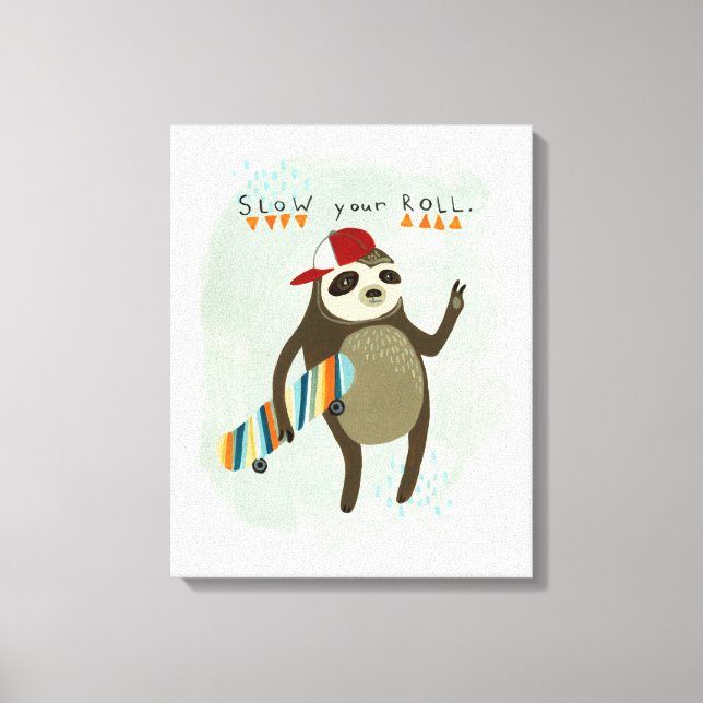 Hipster Sloth | Warten Sie Ihre Rolle Leinwanddruck (Vorderseite)