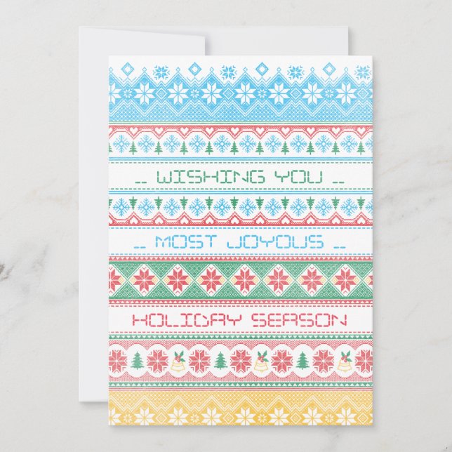 Hipster Stitch Feiertagskarte (Vorderseite)