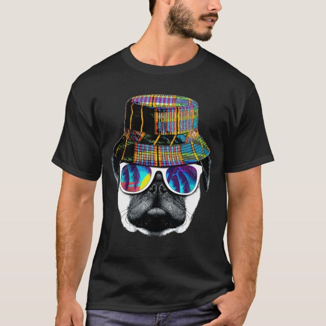 Hipster summer pug T-Shirt (Vorderseite)