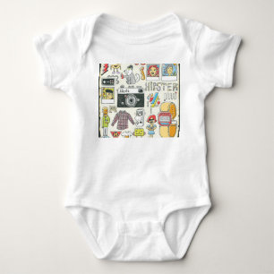 Hipster Swag: Handgezeichnetes Doodle-Set Baby Strampler