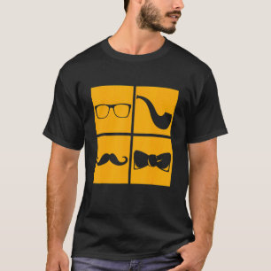 Hipster Symbole Mustache Pipe Smoker Brille Bow T T-Shirt