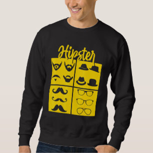 Hipster Symbole Pipe Smoker Mustache Brille Bow T Sweatshirt