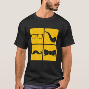 Hipster-Symbole Schnurrbart Pfeifenraucher Brille T-Shirt