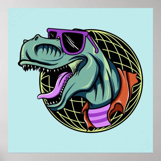 Hipster T-Rex-Farbposter Poster (Vorne)