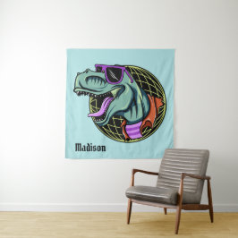 Hipster T-Rex individuelle Name & Farbtapeten Wandteppich
