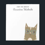 Hipster Tabby Cat | Name hinzufügen Notizblock<br><div class="desc">Vector Illustration einer niedlichen Tabbykatze mit grünen gerahmten Brillen. Es ist ein trendiger zeichn von Hipstern. Er hat ein Lächeln im Gesicht. Gutes Geschenk für Katzenliebhaber.</div>