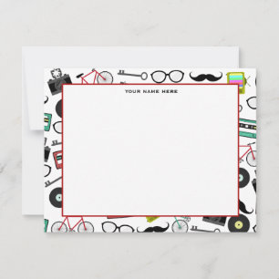 Hipster Themed flaches Notecards Mitteilungskarte