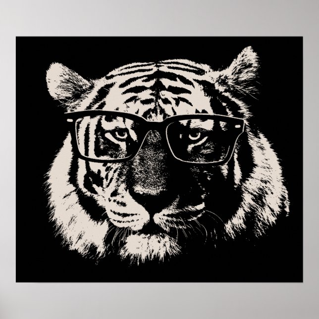 Hipster Tiger mit Brille Poster (Vorne)